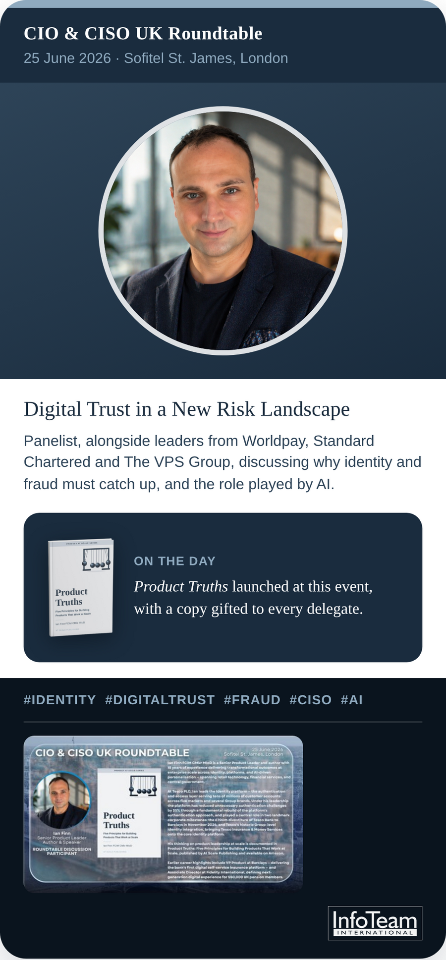 Ian Finn - at CIO & CISO Round Table on Identity & AI, June 2026